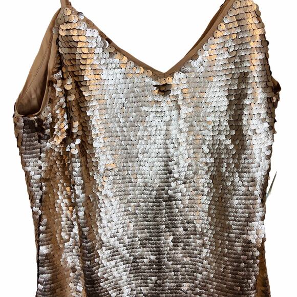CeCe Sequin Dress Gatsby Flapper 20s Sexy Party Blush Gold Bohemian Luxe sz 14 - Picture 4 of 16